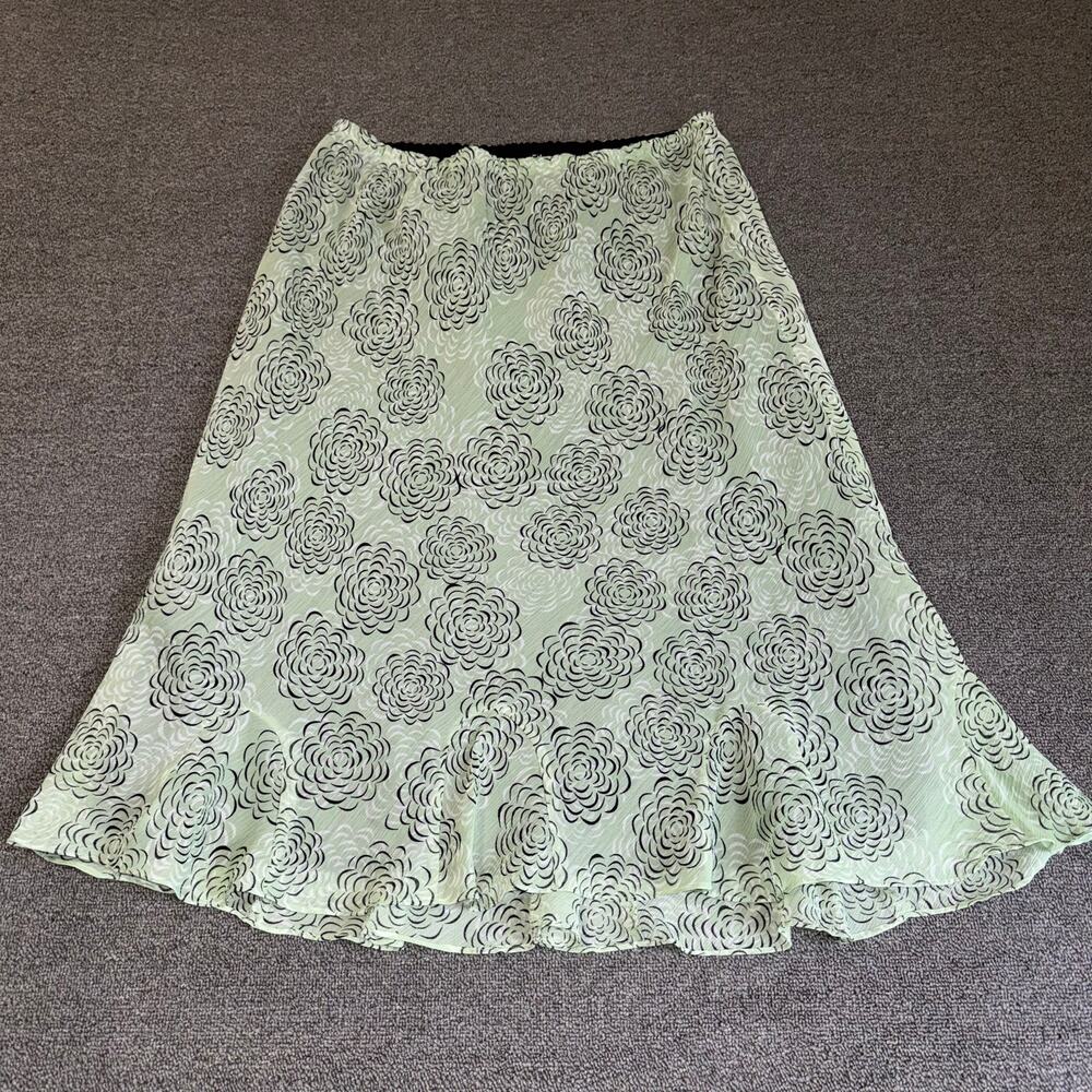 VTG Y2K Cottage Core Boho Midi Skirt East 5th Green Floral Women's Large Fairy